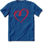 Valentijn Hart T-Shirt | Grappig Valentijnsdag Cadeautje voor Hem en Haar | Dames - Heren - Unisex | Kleding Cadeau | - Donker Blauw - XL