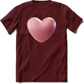 Valentijn Hart T-Shirt | Grappig Valentijnsdag Cadeautje voor Hem en Haar | Dames - Heren - Unisex | Kleding Cadeau | - Burgundy - S