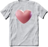 Valentijn Hart T-Shirt | Grappig Valentijnsdag Cadeautje voor Hem en Haar | Dames - Heren - Unisex | Kleding Cadeau | - Licht Grijs - Gemaleerd - XXL