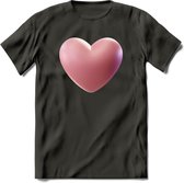 Valentijn Hart T-Shirt | Grappig Valentijnsdag Cadeautje voor Hem en Haar | Dames - Heren - Unisex | Kleding Cadeau | - Donker Grijs - L