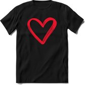 Valentijn Hart T-Shirt | Grappig Valentijnsdag Cadeautje voor Hem en Haar | Dames - Heren - Unisex | Kleding Cadeau | - Zwart - XL