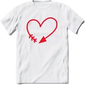 Valentijn Hart T-Shirt | Grappig Valentijnsdag Cadeautje voor Hem en Haar | Dames - Heren - Unisex | Kleding Cadeau | - Wit - L