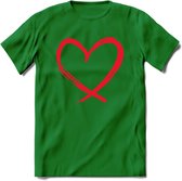 Valentijn Hart T-Shirt | Grappig Valentijnsdag Cadeautje voor Hem en Haar | Dames - Heren - Unisex | Kleding Cadeau | - Donker Groen - M