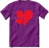 Valentijn Hart T-Shirt | Grappig Valentijnsdag Cadeautje voor Hem en Haar | Dames - Heren - Unisex | Kleding Cadeau | - Paars - L