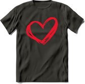 Valentijn Hart T-Shirt | Grappig Valentijnsdag Cadeautje voor Hem en Haar | Dames - Heren - Unisex | Kleding Cadeau | - Donker Grijs - M