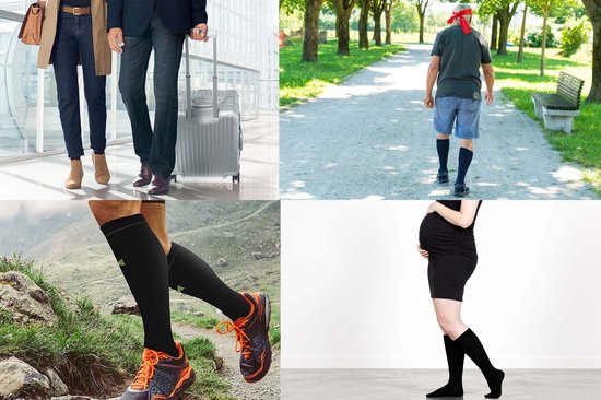 Sport Essentials - Bas de contention - Lot de 2 - Zwart - Tailles 35-38 - Bas de contention - Chaussettes de ski