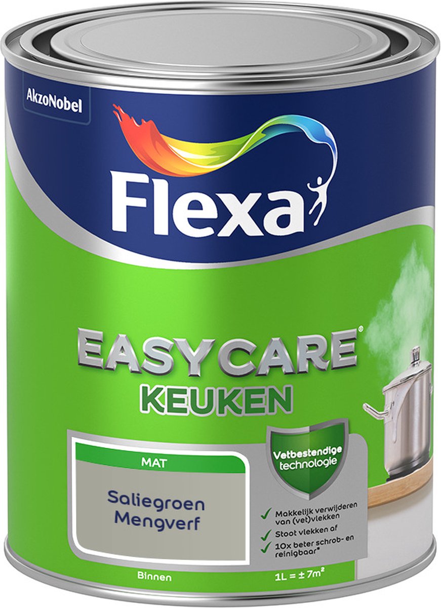 Flexa Easycare Muurverf - Keuken - Mat - Mengkleur - Saliegroen - 1 liter