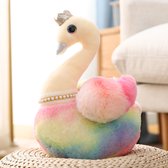 Rainbow Crown Noble Swan - Tie Dye Pluche Pop - Woondecoratie Pop 40CM Groen