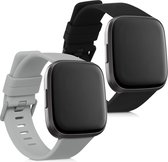 kwmobile 2x armband voor Fitbit Versa / Versa Lite / Versa 2 - Bandjes voor fitnesstracker in grijs / zwart