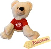 Grote knuffel beer 30 cm I Love You Forever Toblerone chocolade met rood shirtje | Valentijn cadeau vrouw man | Valentijnsdag voor mannen vrouwen | Valentijn cadeautje voor hem haar | knuffel