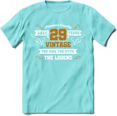 29 Jaar Legend T-Shirt | Goud - Wit | Grappig Verjaardag en Feest Cadeau Shirt | Dames - Heren - Unisex | Tshirt Kleding Kado | - Licht Blauw - S