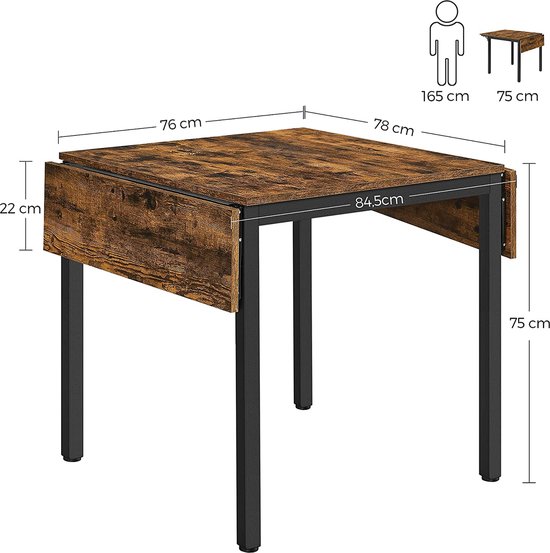 HOMCOM Inklapbare Eettafel, Uitschuifbaar, Industriële Stijl, MDF HOMCOM Inklapbare Eettafel, Uitschuifbaar, Industriële Stijl, MDF