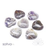 Sattva Rocks | Chevron Amethist edelsteen hart 30mm DROOM in velours kado zakje