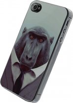 Apple iPhone 4/4s Hoesje - Xccess - Metal Plate Serie - Aluminium Backcover - Funny Chimpanzee - Hoesje Geschikt Voor Apple iPhone 4/4s