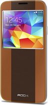 Samsung Galaxy S5 Neo Hoesje - Rock - Shuttle Side Serie - Hard Kunststof Bookcase - Bruin - Hoesje Geschikt Voor Samsung Galaxy S5 Neo