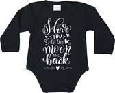 valentijn - Rompertjes baby - I love you to the moon and back! - maat: 56 - lange mouw - baby - romper - valentijnsdag - valentijnsdag cadeau - rompertje - rompertjes - stuks 1 - z