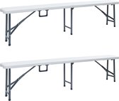 Decoways - Tuinbanken inklapbaar 2 stuks 180 cm HDPE wit