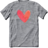 Valentijn Pastel waterverf Hart T-Shirt | Grappig Valentijnsdag Cadeautje voor Hem en Haar | Dames - Heren - Unisex | Kleding Cadeau | - Donker Grijs - Gemaleerd - XL