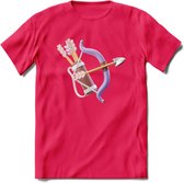 Valentijn pijl en boog Hart T-Shirt | Grappig Valentijnsdag Cadeautje voor Hem en Haar | Dames - Heren - Unisex | Kleding Cadeau | - Roze - XXL