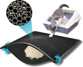 Kattenbakmat, 24 "x 15" kattenmat, honingraat dubbellaags ontwerp, waterdicht urinebestendig materiaal, gemakkelijk schoon te maken strooicontrole (zwart)