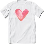 Valentijn Pastel waterverf Hart T-Shirt | Grappig Valentijnsdag Cadeautje voor Hem en Haar | Dames - Heren - Unisex | Kleding Cadeau | - Wit - S