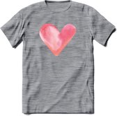 Valentijn Pastel waterverf Hart T-Shirt | Grappig Valentijnsdag Cadeautje voor Hem en Haar | Dames - Heren - Unisex | Kleding Cadeau | - Donker Grijs - Gemaleerd - XL