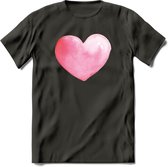 Valentijn Pastel waterverf Hart T-Shirt | Grappig Valentijnsdag Cadeautje voor Hem en Haar | Dames - Heren - Unisex | Kleding Cadeau | - Donker Grijs - S