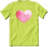 Valentijn Pastel waterverf Hart T-Shirt | Grappig Valentijnsdag Cadeautje voor Hem en Haar | Dames - Heren - Unisex | Kleding Cadeau | - Groen - L