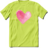 Valentijn Pastel waterverf Hart T-Shirt | Grappig Valentijnsdag Cadeautje voor Hem en Haar | Dames - Heren - Unisex | Kleding Cadeau | - Groen - S
