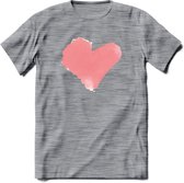 Valentijn Pastel waterverf Hart T-Shirt | Grappig Valentijnsdag Cadeautje voor Hem en Haar | Dames - Heren - Unisex | Kleding Cadeau | - Donker Grijs - Gemaleerd - 3XL