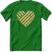Valentijn Goud Hart T-Shirt | Grappig Valentijnsdag Cadeautje voor Hem en Haar | Dames - Heren - Unisex | Kleding Cadeau | - Donker Groen - XXL