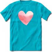 Valentijn Pastel waterverf Hart T-Shirt | Grappig Valentijnsdag Cadeautje voor Hem en Haar | Dames - Heren - Unisex | Kleding Cadeau | - Blauw - L