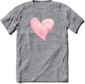 Valentijn Pastel waterverf Hart T-Shirt | Grappig Valentijnsdag Cadeautje voor Hem en Haar | Dames - Heren - Unisex | Kleding Cadeau | - Donker Grijs - Gemaleerd - S