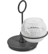 Kolony waxinelichthouder - 24,5 cm - zwart - metaal - glas - staand - kaarsenhouder - sfeerlichthouder