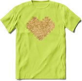 Valentijn Goud Hart T-Shirt | Grappig Valentijnsdag Cadeautje voor Hem en Haar | Dames - Heren - Unisex | Kleding Cadeau | - Groen - S