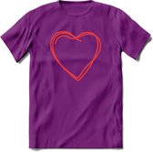 Valentijn Hart T-Shirt | Grappig Valentijnsdag Cadeautje voor Hem en Haar | Dames - Heren - Unisex | Kleding Cadeau | - Paars - S