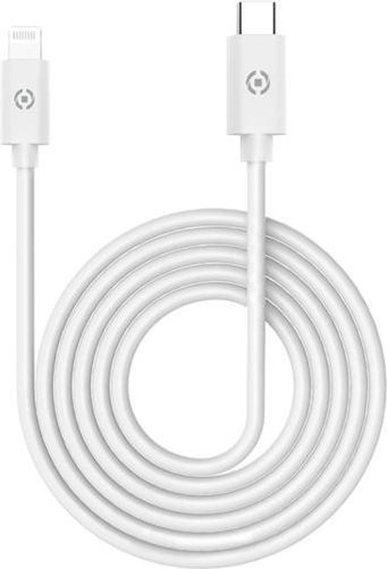 Câble de téléphone portable Celly USBLIGHTTYPECWH Wit USB C Lightning 1 m