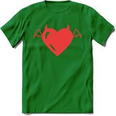 Valentijn Hart T-Shirt | Grappig Valentijnsdag Cadeautje voor Hem en Haar | Dames - Heren - Unisex | Kleding Cadeau | - Donker Groen - 3XL