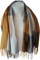 Zachte sjaal - 90 x 95 cm - Mannensjaal - Herensjaal - Blauw/Geel/Beige