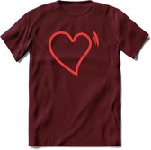 Valentijn Hart T-Shirt | Grappig Valentijnsdag Cadeautje voor Hem en Haar | Dames - Heren - Unisex | Kleding Cadeau | - Burgundy - L