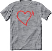 Valentijn Hart T-Shirt | Grappig Valentijnsdag Cadeautje voor Hem en Haar | Dames - Heren - Unisex | Kleding Cadeau | - Donker Grijs - Gemaleerd - M