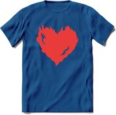 Valentijn Hart T-Shirt | Grappig Valentijnsdag Cadeautje voor Hem en Haar | Dames - Heren - Unisex | Kleding Cadeau | - Donker Blauw - M