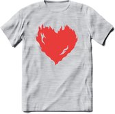 Valentijn Hart T-Shirt | Grappig Valentijnsdag Cadeautje voor Hem en Haar | Dames - Heren - Unisex | Kleding Cadeau | - Licht Grijs - Gemaleerd - L