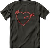 Valentijn Hart T-Shirt | Grappig Valentijnsdag Cadeautje voor Hem en Haar | Dames - Heren - Unisex | Kleding Cadeau | - Donker Grijs - M