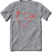 Valentijn Hart T-Shirt | Grappig Valentijnsdag Cadeautje voor Hem en Haar | Dames - Heren - Unisex | Kleding Cadeau | - Donker Grijs - Gemaleerd - XXL