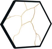 Akoestische panelen - Geluidsisolatie - Akoestische wandpanelen - Akoestisch schilderij AcousticHexagon® - paneel met gouden Japanse Kintsugi kunst - design 140 - 100cm - zwart - W