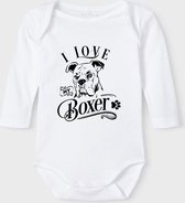 Baby Rompertje met tekst 'Boxer' |Lange mouw l | wit zwart | maat 50/56 | cadeau | Kraamcadeau | Kraamkado