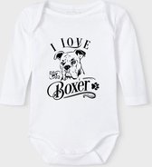 Baby Rompertje met tekst 'Boxer' | Lange mouw l | wit zwart | maat 62/68 | cadeau | Kraamcadeau | Kraamkado