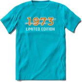 1973 Limited Edition T-Shirt | Goud - Zilver | Grappig Verjaardag en Feest Cadeau Shirt | Dames - Heren - Unisex | Tshirt Kleding Kado | - Blauw - XL