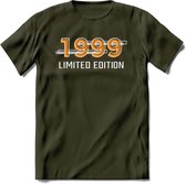 1999 Limited Edition T-Shirt | Goud - Zilver | Grappig Verjaardag en Feest Cadeau Shirt | Dames - Heren - Unisex | Tshirt Kleding Kado | - Leger Groen - L